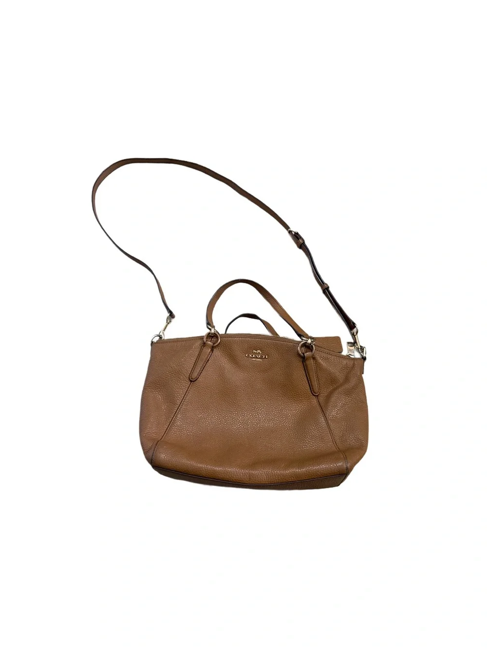 Coach Pebbled Leather Shoulder Satchel in Tan
